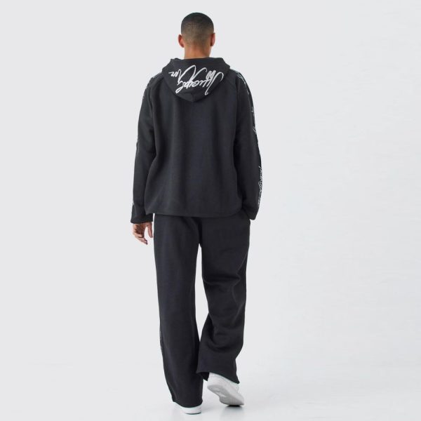 Oversized Raw Edge Script Embroidred Tracksuit - Image 3