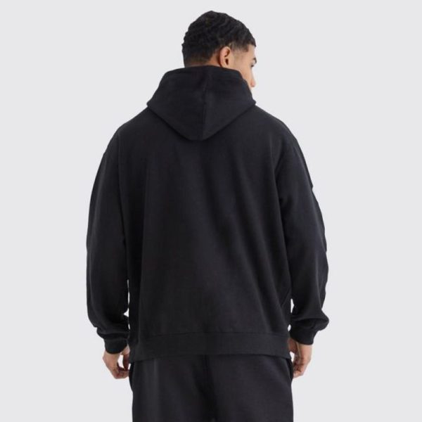 Oversized Homme Graphic Puff Print Hoodie - Black - Image 3