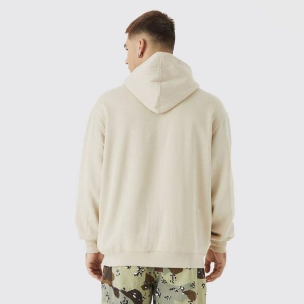 Oversized Puff Print Worldwide Hoodie - Sand - Image 3