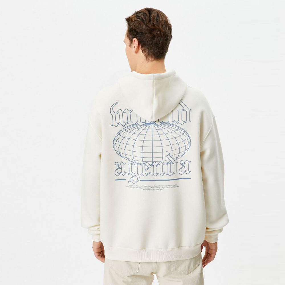 Oversize Sweatshirt Hooded With Printed Slogan On The Back - Image 4
