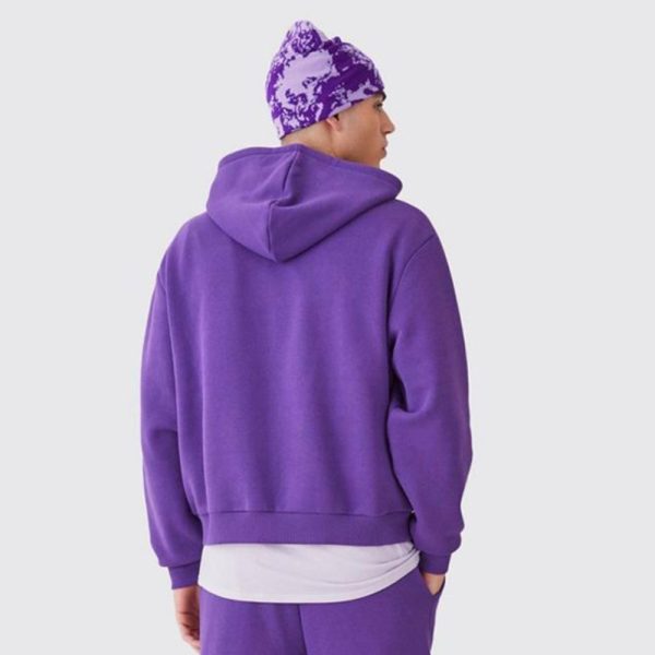 Oversized Boxy Zip Through Puff Print Hoodie - Image 3