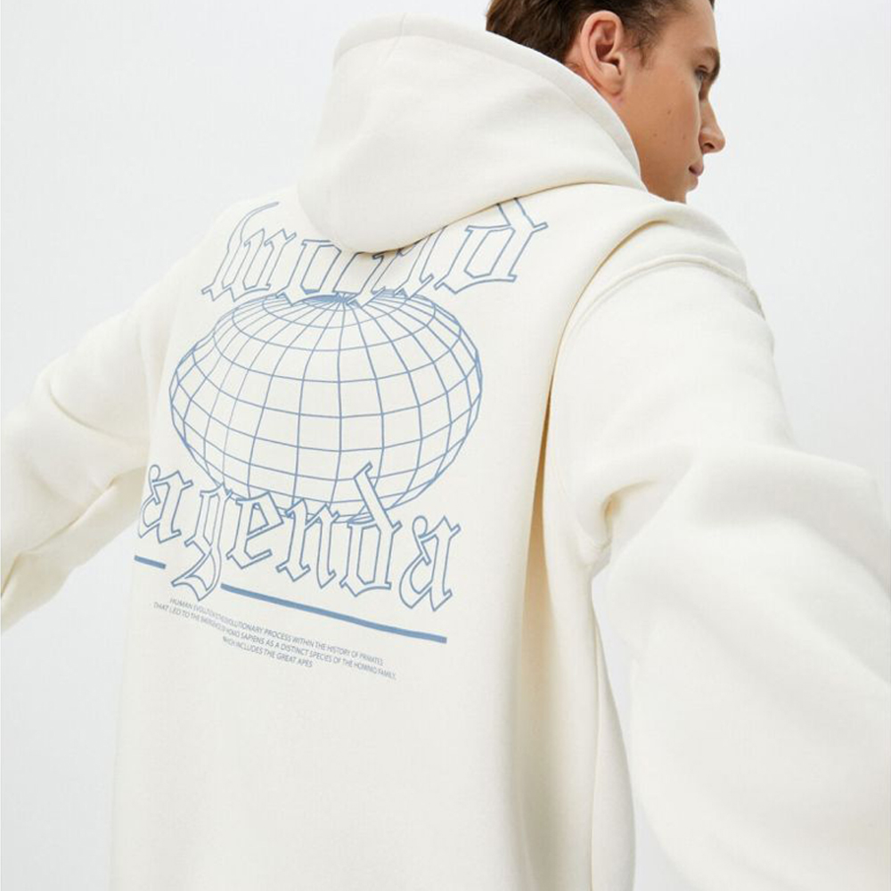 Oversize Sweatshirt Hooded With Printed Slogan On The Back - Image 3